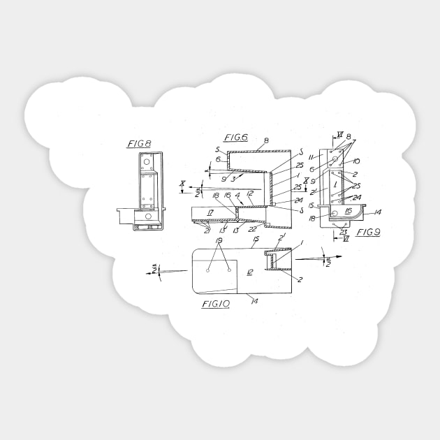 Casing for Sewing Machine Vintage Patent Hand Drawing Sticker by TheYoungDesigns